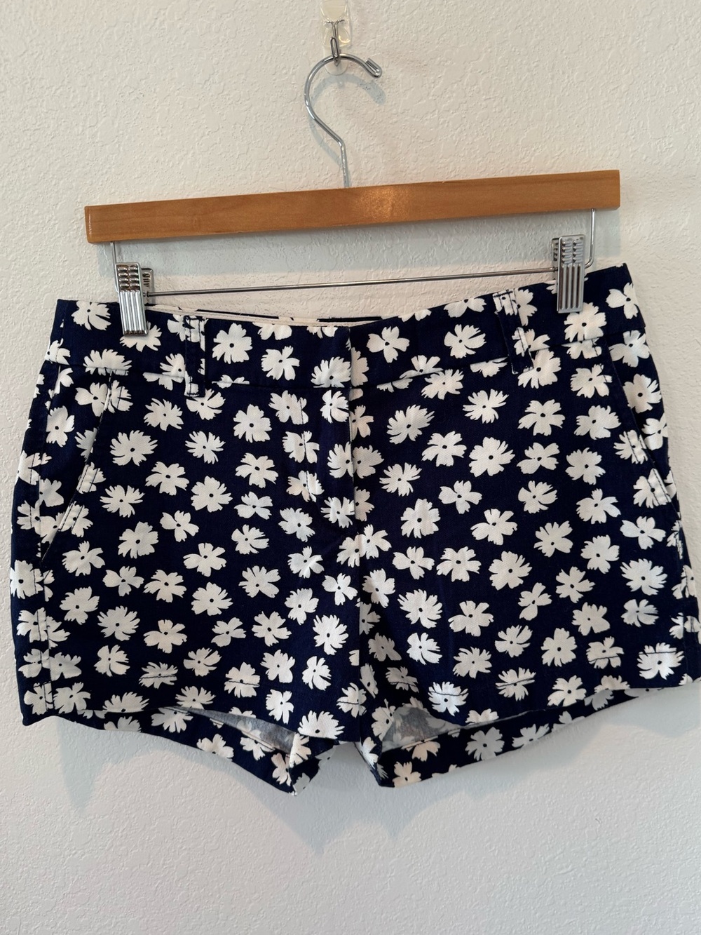 J. Crew Navy and White Floral Cotton Shorts